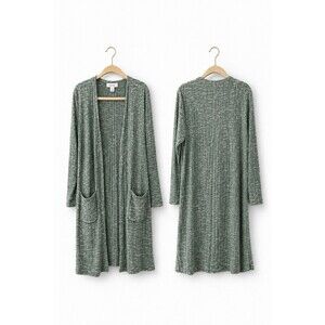Nine West Women's Green Knit Open-Front‎ Cardigan Sweater w/ Pockets Size S